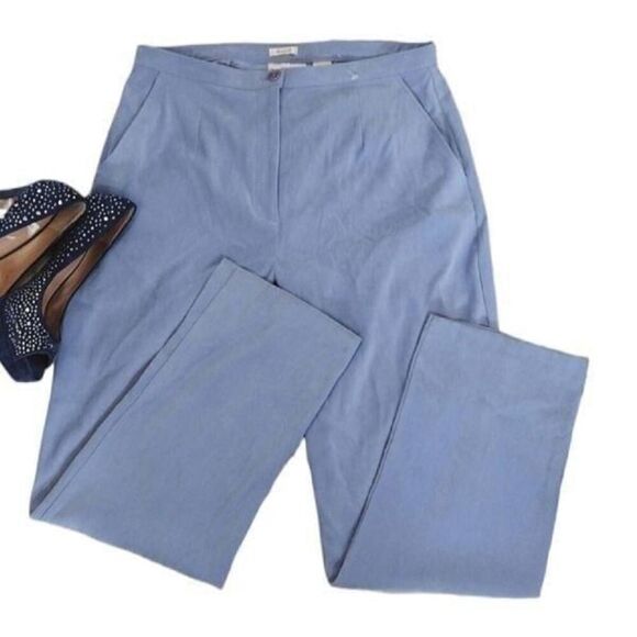 VTG Baby Blue Velvet High Rise Dress Pants NWOT Size 14 *Fits like Medium - Picture 1 of 11